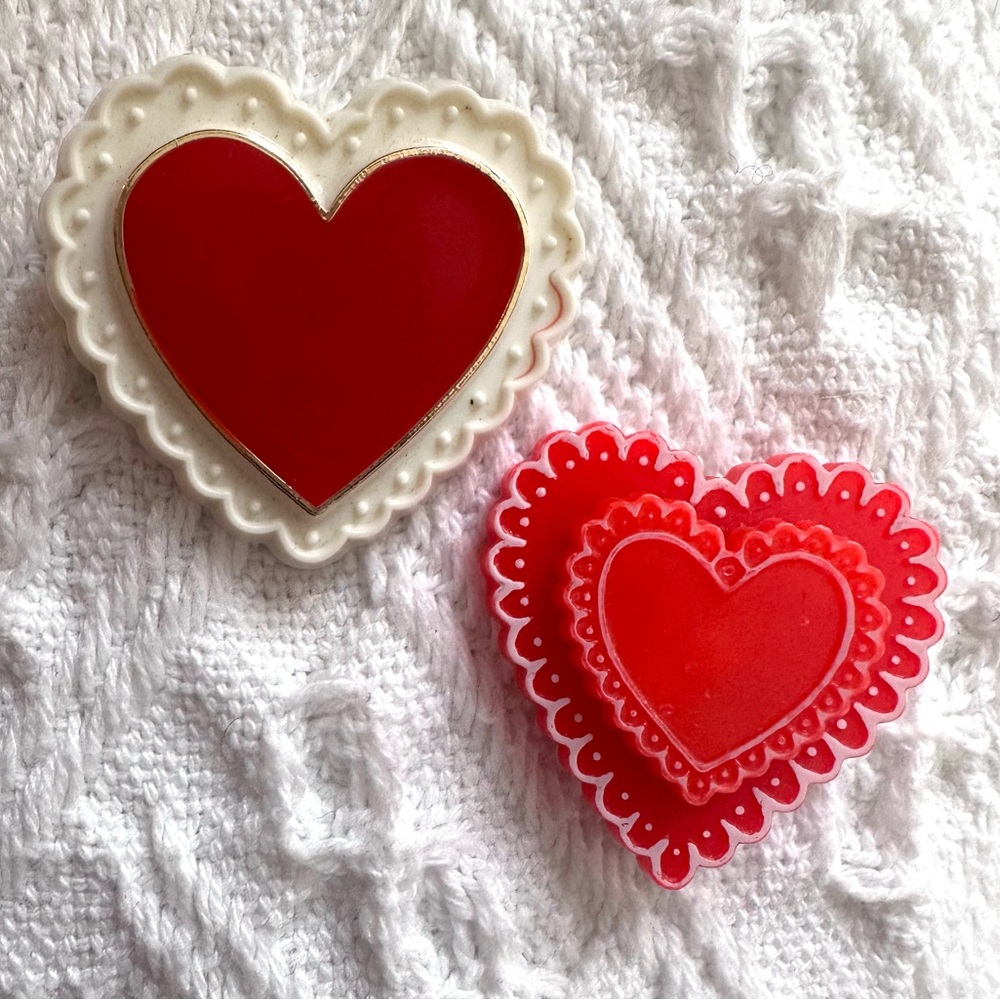Hallmark Vintage 1970s Heart Lapel Pins/Brooches Set of 2